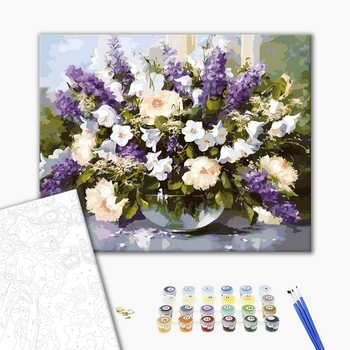 Картина по номерам Квіти - Букет в стеклянной вазе