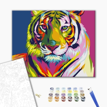 Картина по номерам Тварини, птахи та риби - Тигр поп-арт