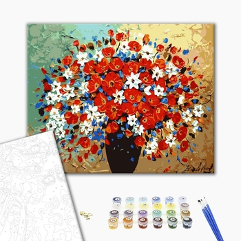 Картина по номерам Квіти - Пестрый букет