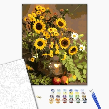 Картина по номерам Квіти - Натюрморт с подсолнухами