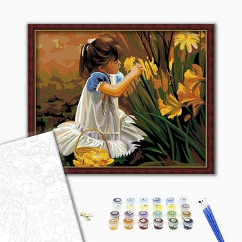 Картина по номерам Люди на картинах - Дівчина і букет