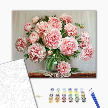 Картина по номерам Квіти - Нежные пионы