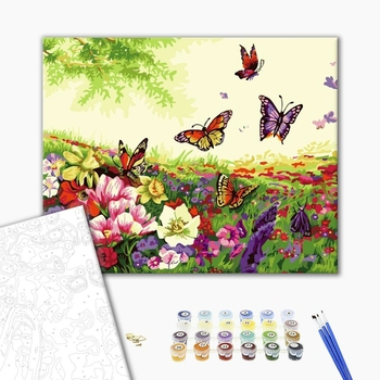 Картина по номерам Квіти - Бабочки и цветы