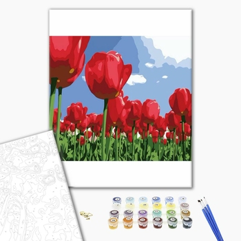 Картина по номерам Квіти - Поле тюльпанов
