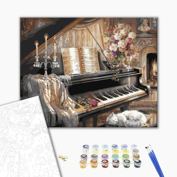 Картина по номерам Квіти - Пианино