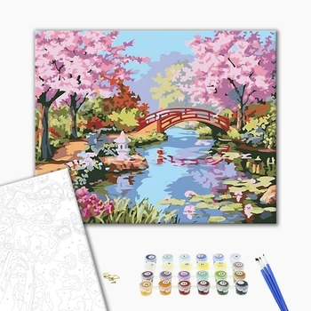 Картина по номерам Пейзажі - Сад цветущей сакуры