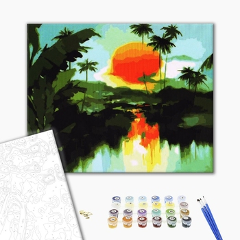 Картина по номерам Природа - Солнце над озером