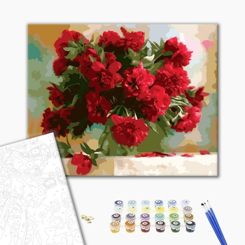 Картина по номерам Квіти - Красные пионы