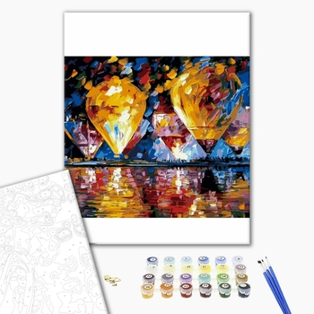 Картина по номерам Природа - Воздушные шары над заливом