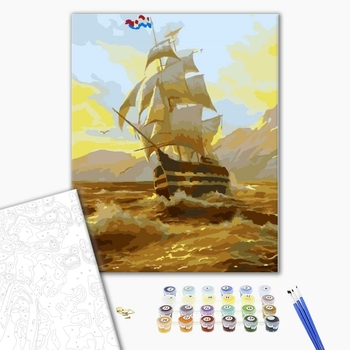 Картина по номерам Кораблі, автомобілі та літаки - Корабель на світанку