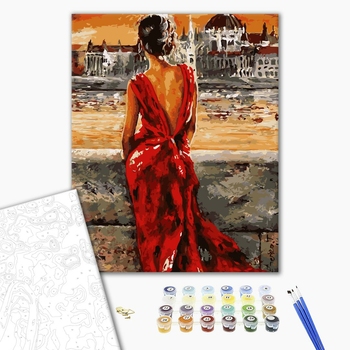 Картина по номерам Люди на картинах - Итальянка в красном