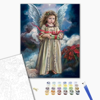 Картина по номерам Діти та ангели - Янголятко з подарунком