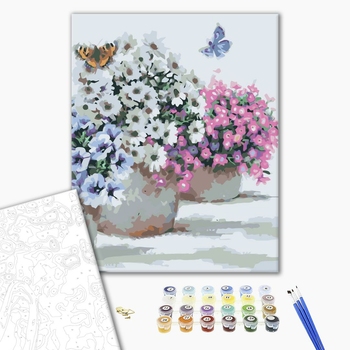 Картина по номерам Квіти - Цветочки в горшочках