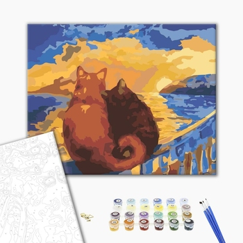 Картина по номерам Тварини, птахи та риби - Коты на закате