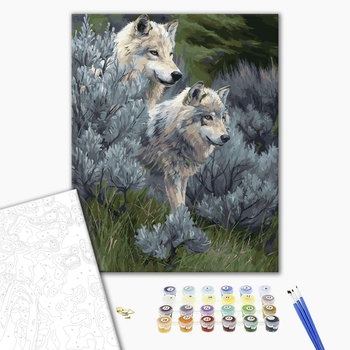 Картина по номерам Тварини, птахи та риби - Пара волков