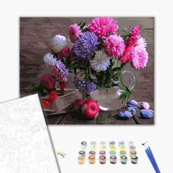 Картина по номерам Квіти - Різнобарвні айстри