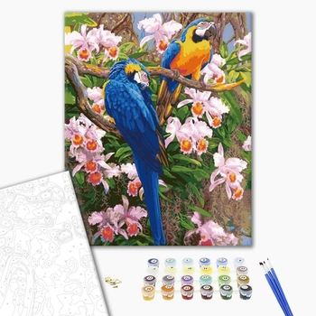 Картина по номерам Тварини, птахи та риби - Яркие попугаи