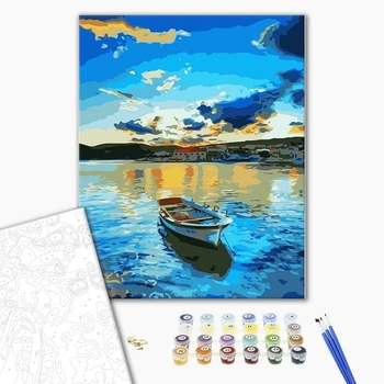 Картина по номерам Кораблі, автомобілі та літаки - Озеро на світанку