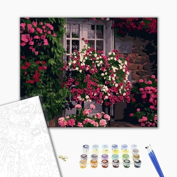 Картина по номерам Пейзажі - Дом в цветах