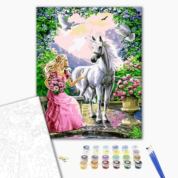 Картина по номерам Люди на картинах - Принцесса и единорог