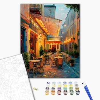 Картина по номерам Пейзажі - Кафе в лучах заходящего солнца