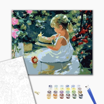 Картина по номерам Діти та ангели - Дівчинка в саду