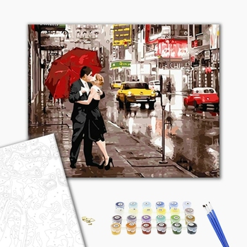 Картина по номерам Романтика - Поцілунок під парасолькою