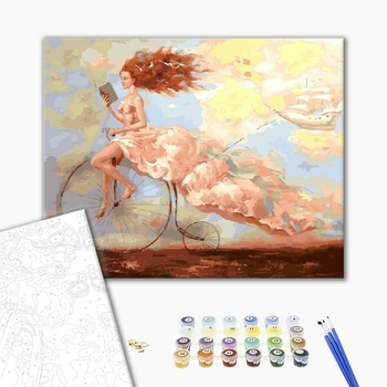 Картина по номерам Люди на картинах - Чтение в облаках
