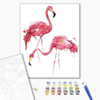 Картина по номерам Тварини, птахи та риби - Пара фламінго