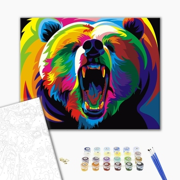 Картина по номерам Поп Арт - Веселковий ведмідь