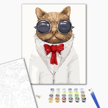 Картина по номерам Для початківців - Кіт в окулярах