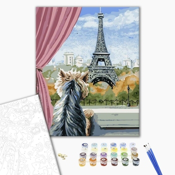 Картина по номерам Тварини, птахи та риби - Париж з вікна