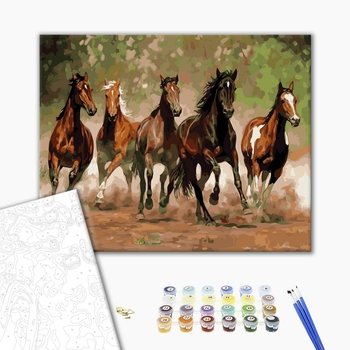 Картина по номерам Тварини, птахи та риби - Табун лошадей
