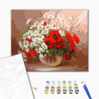 Картина по номерам Квіти - Букет із житнього поля