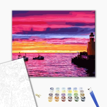 Картина по номерам Природа - Захід на причалі