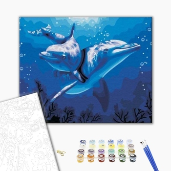 Картина по номерам Тварини, птахи та риби - Пара дельфинов