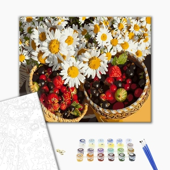 Картина по номерам Натюрморти - Ромашки і ягоди