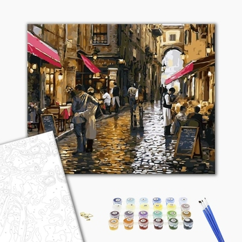 Картина по номерам Города - Біля вуличного кафе