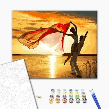 Картина по номерам Люди на картинах - Двоє на заході сонця