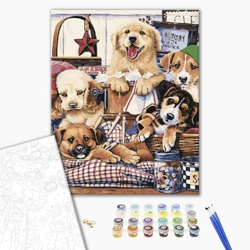 Картина по номерам Тварини, птахи та риби - Щенячий відпочинок