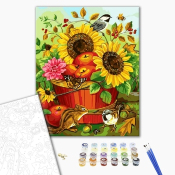 Картина по номерам Квіти - Яблоки и подсолнухи