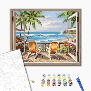 Картина по номерам Природа - Шезлонги на пляже