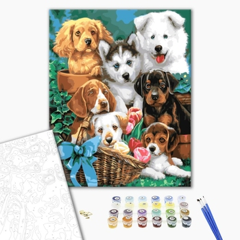 Картина по номерам Тварини, птахи та риби - Щенячий колаж