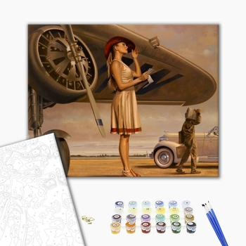 Картина по номерам Люди на картинах - Дівчина біля літака