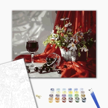 Картина по номерам Натюрморти - Черешня і ромашки