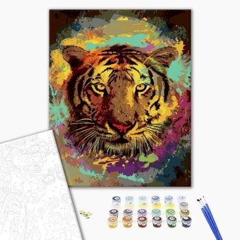 Картина по номерам Поп Арт - Барвистий тигр