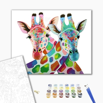 Картина по номерам Тварини, птахи та риби - Цветные жирафы