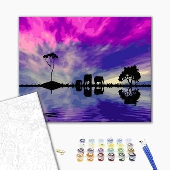 Картина по номерам Тварини, птахи та риби - Сім'я слонів