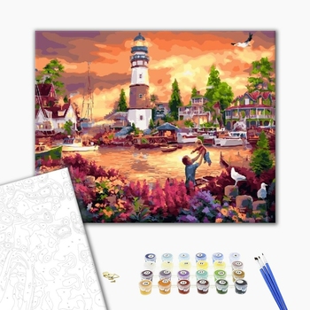 Картина по номерам Кораблі, автомобілі та літаки - Портове місто