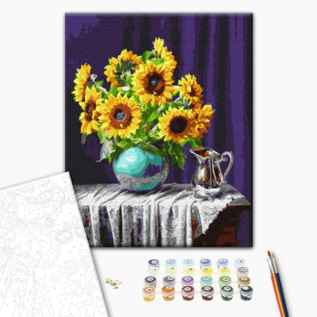 Картина по номерам Квіти - Соняшники у вазі